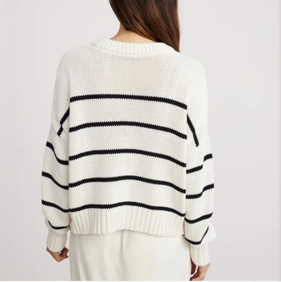 Jenni Kayne Chloe Ivory Black Stripe Crewneck - Picture 3 of 9